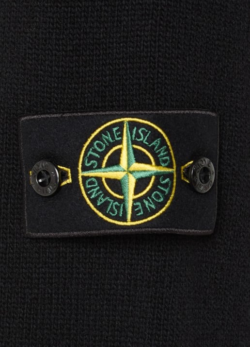 Stone Island 5100072 Fijngebreide trui in wolblend met logo - detail 5 zwart