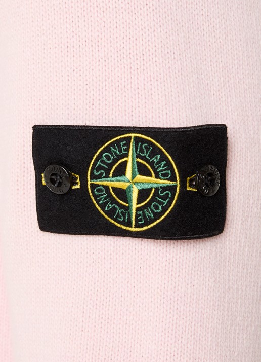 Stone Island 5100072 Fijngebreide trui in wolblend met logo - detail 2 lichtroze