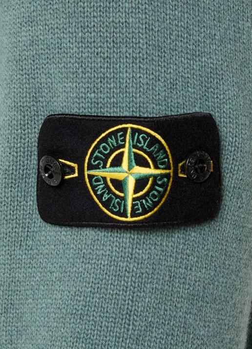 Stone Island 5100072 Fijngebreide trui in wolblend met logo - detail 5 zeegroen