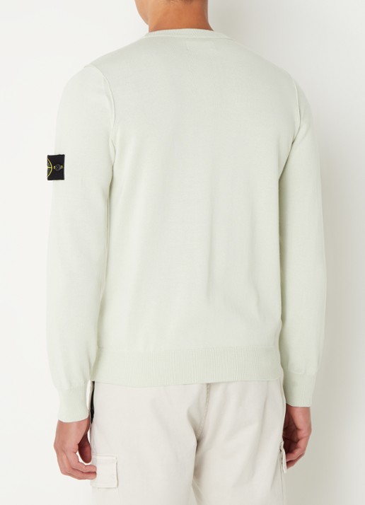 Stone Island 540B2 Fijngebreide trui met logo - achterkant 5 lichtgroen