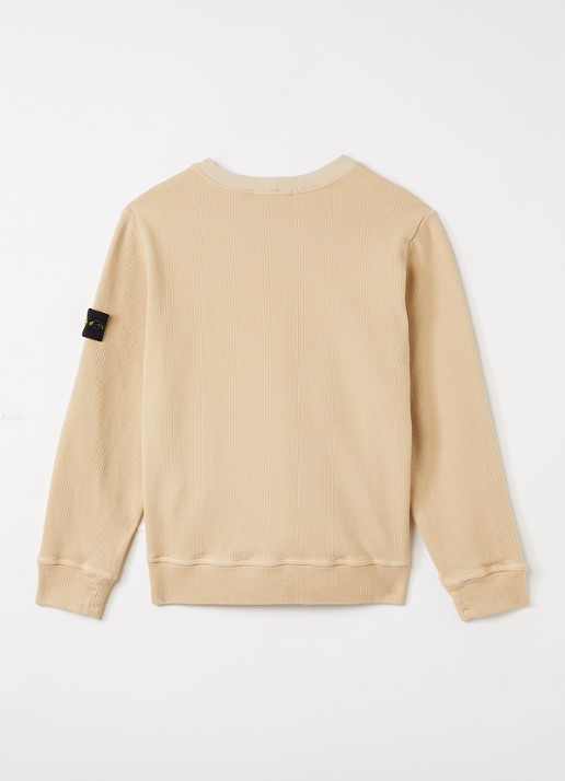 Stone Island 61000 sweater met ribstructuur - voorkant 2 beige