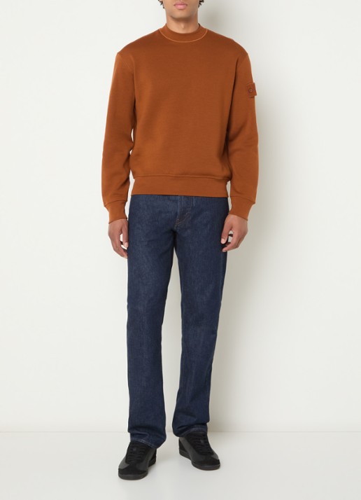 Stone Island 6100013 Sweater met logo - voorkant 3 roodbruin