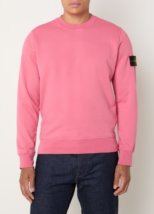 Stone Island 6100060 Sweater met logo - detail roze