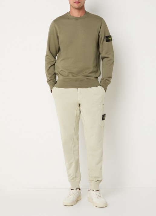 Stone Island 6100060 Sweater met logo - voorkant 3 legergroen