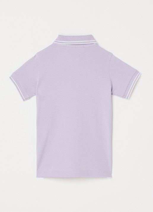 Stone Island 621348 polo van piqué katoen met logoborduring - voorkant 2 lila