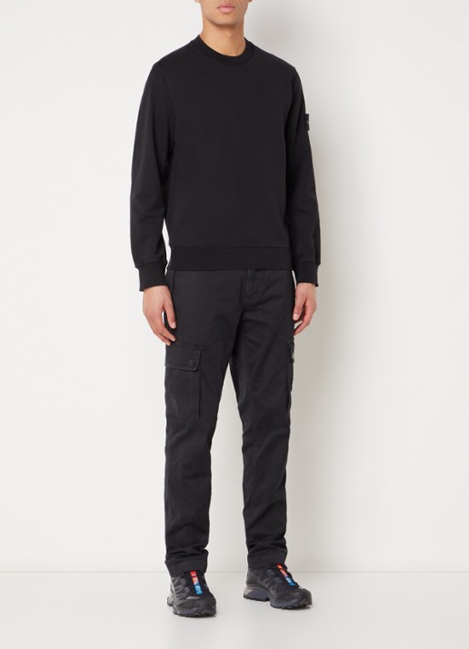Stone Island 63051 sweater met logo - voorkant 5 zwart