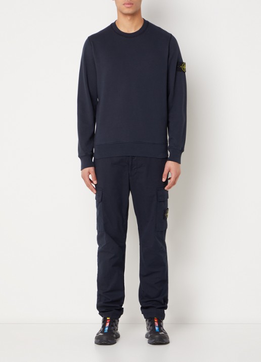 Stone Island 63051 sweater met logo - voorkant 5 donkerblauw