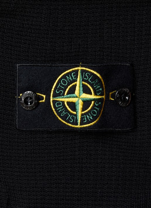 Stone Island 64011 fijngebreide trui met logoborduring - detail 3 zwart