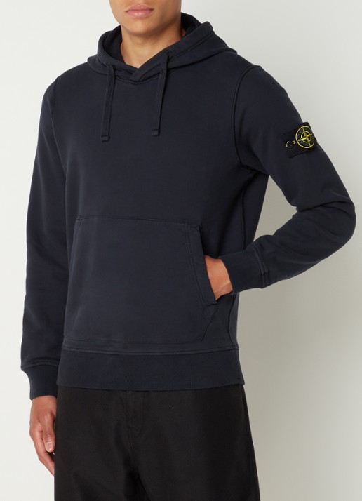 Stone Island 64120 Hoodie met logo - detail donkerblauw