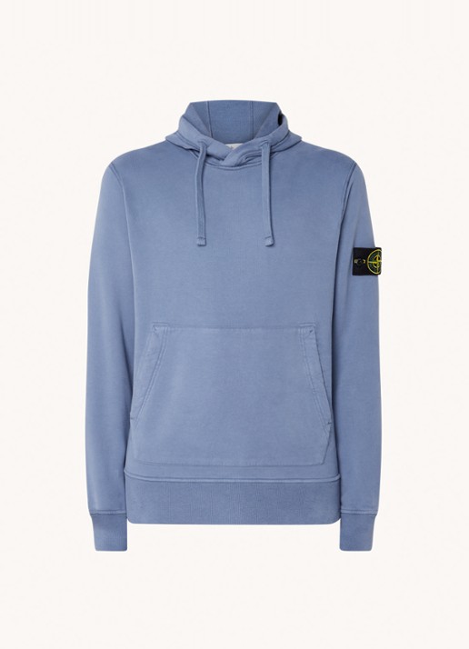 Stone Island 64120 Hoodie met logo - voorkant 3 staalblauw