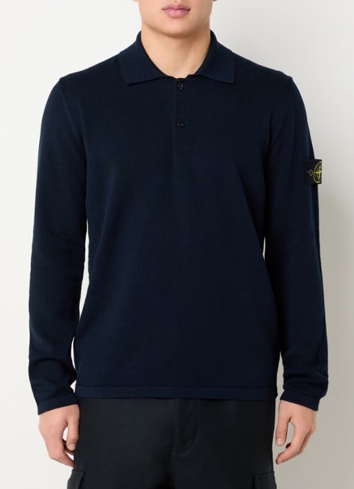 Stone Island 64349 fijngebreide trui met polokraag en logo