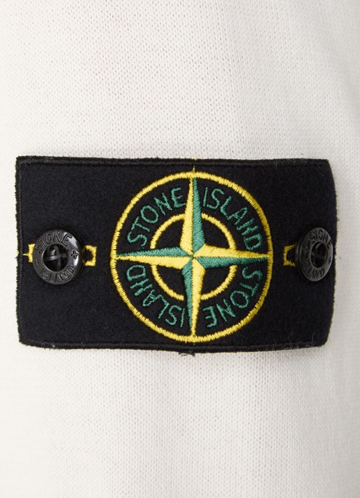 Stone Island 86002 fijngebreide trui met logo - detail 4 ivoor