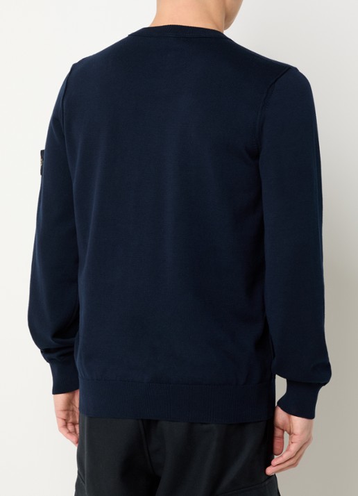Stone Island 86002 fijngebreide trui met logo - achterkant 5 donkerblauw