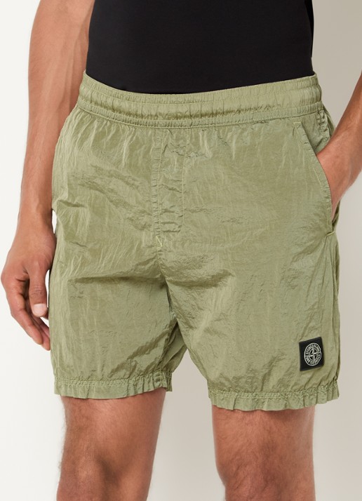 Stone Island B100004 Zwemshort met logo en steekzakken - detail 4 olijfgroen