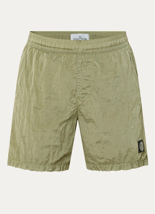 Stone Island B100004 Zwemshort met logo en steekzakken - voorkant 2 olijfgroen