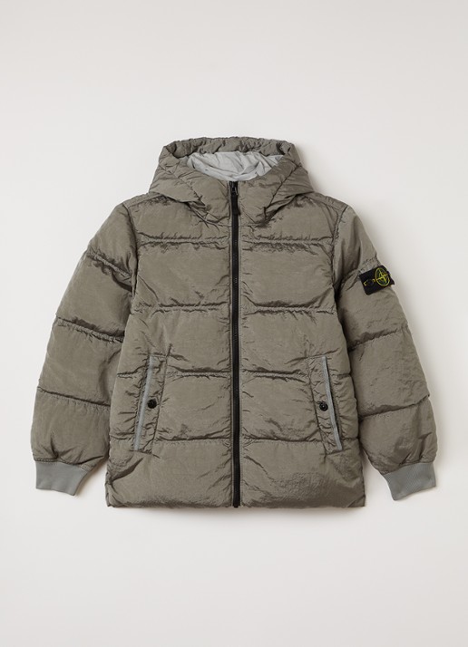 Stone Island Gewatteerd jack met donsvulling - voorkant grijs