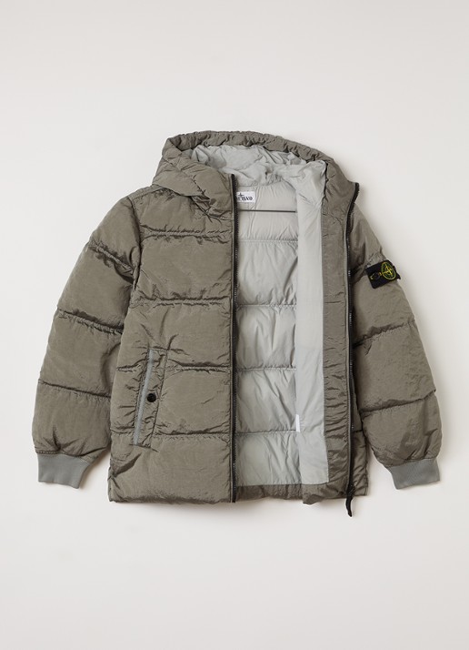 Stone Island Gewatteerd jack met donsvulling - voorkant 2 grijs