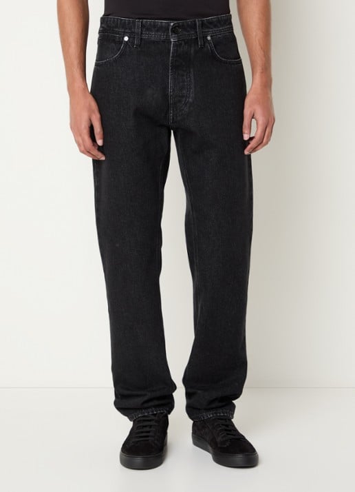 Stone Island J100005 Straight leg jeans met gekleurde wassing en steekzakken - detail antraciet