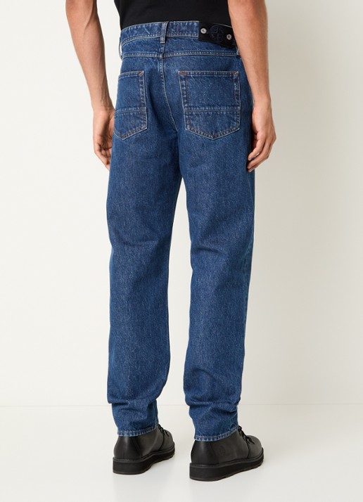 Stone Island J100005 Straight leg jeans met medium wassing - achterkant blauw
