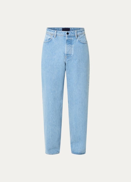 Stone Island J100006 Straight fit jeans met lichte wassing - voorkant 2 lichtblauw