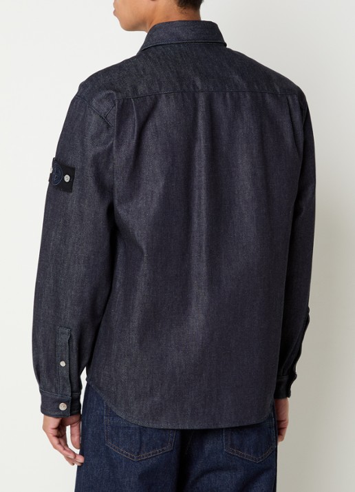 Stone Island K2S15 overshirt van denim met borstzakken - achterkant blauw