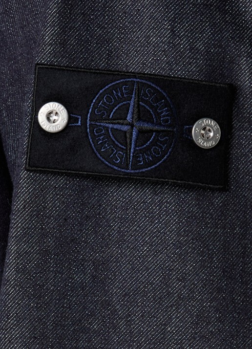 Stone Island K2S15 overshirt van denim met borstzakken - detail 5 blauw