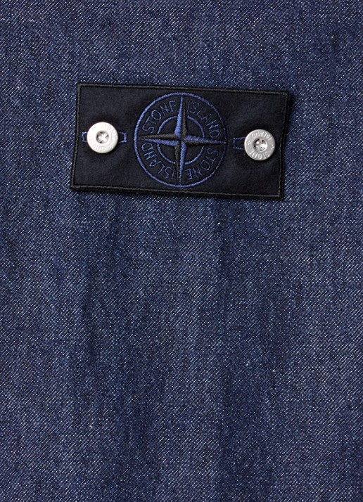 Stone Island K2S15 overshirt van denim met borstzakken - detail 5 donkerblauw