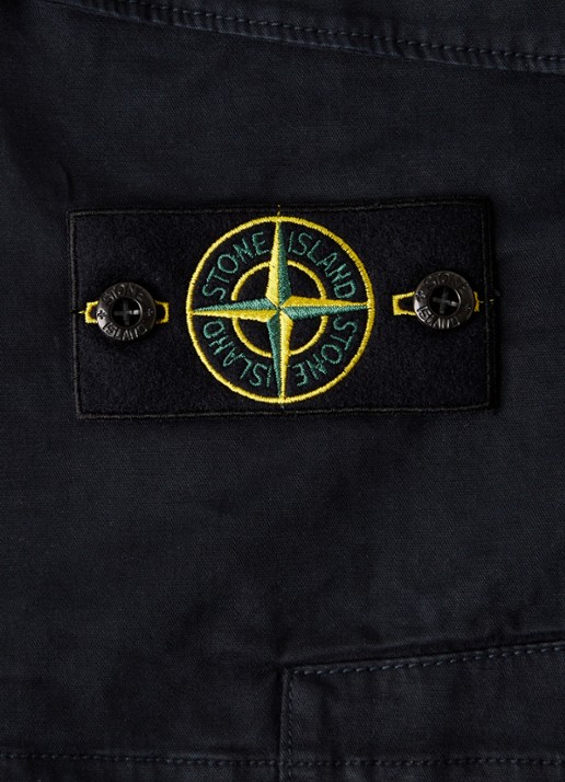 Stone Island L1204 Straight fit korte cargobroek met logo - detail 5 donkerblauw