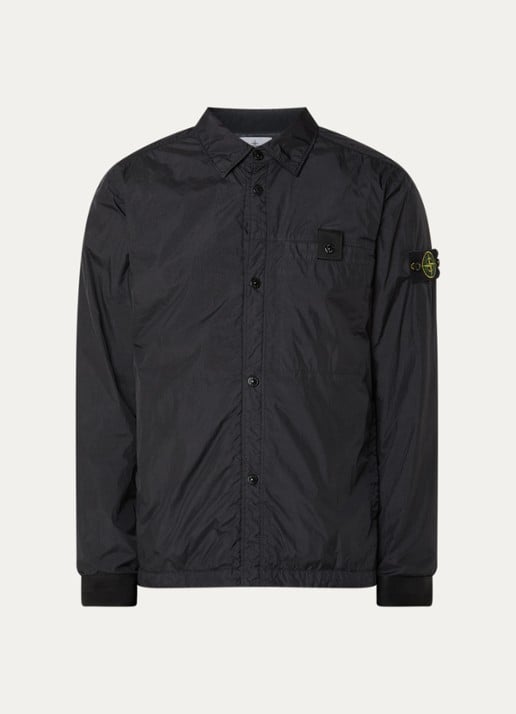 Stone Island Q100022 Jack met logo en steekzakken - voorkant 4 zwart