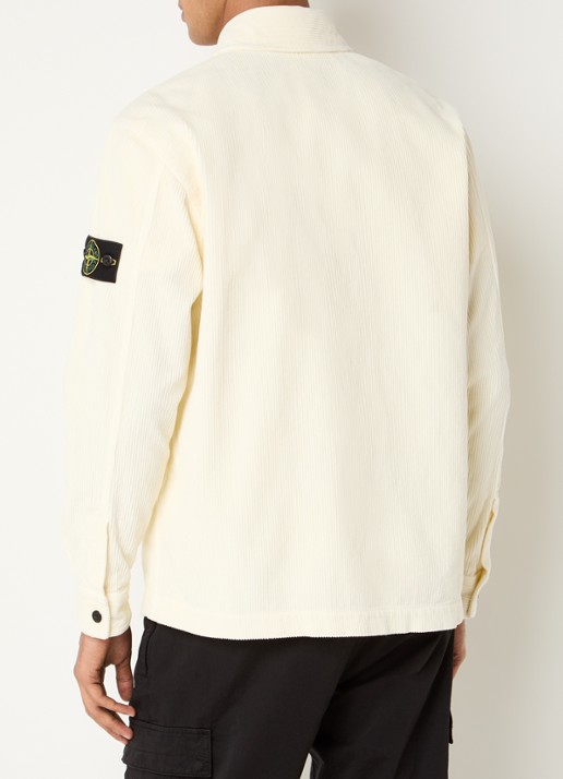 Stone Island Regular fit overshirt van corduroy met borstzak - achterkant 3 ivoor