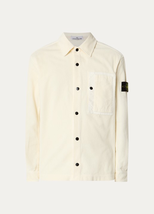 Stone Island Regular fit overshirt van corduroy met borstzak - voorkant 4 ivoor
