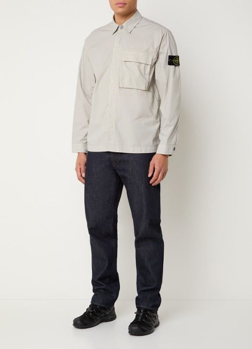 Stone Island S0003 overshirt met borstzak en logo - voorkant 5 grijs