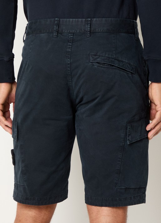 Stone Island S0004 straight fit korte broek met logo en steekzakken - achterkant 3 donkerblauw
