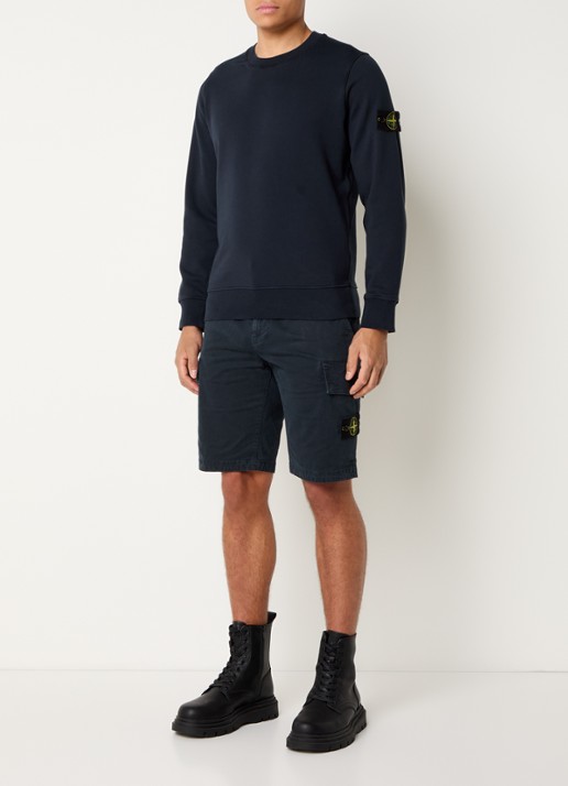 Stone Island S0004 straight fit korte broek met logo en steekzakken - voorkant 5 donkerblauw