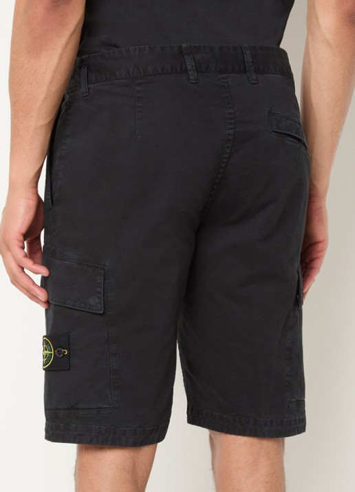 Stone Island S0004 Straight fit korte cargobroek met logo - achterkant zwart