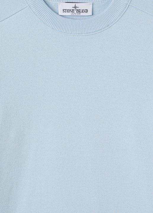 Stone Island S00085 fijngebreide trui met logo - detail lichtblauw