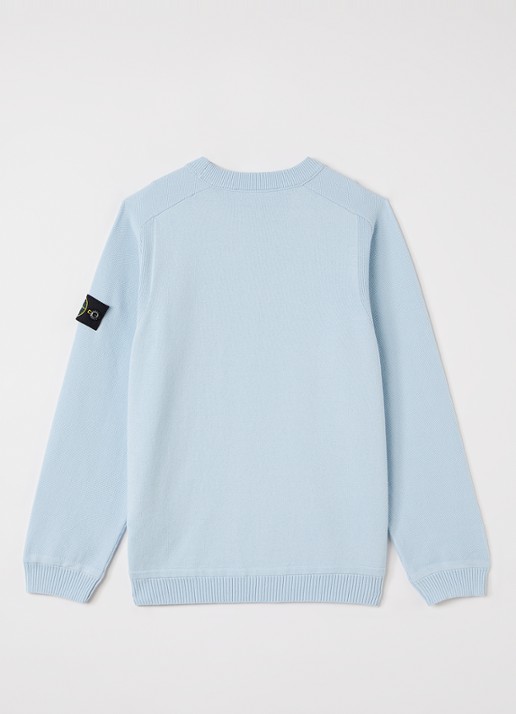 Stone Island S00085 fijngebreide trui met logo - voorkant 3 lichtblauw