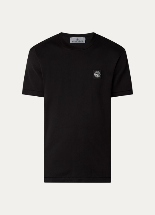 Stone Island S0013 T-shirt met logo - voorkant zwart