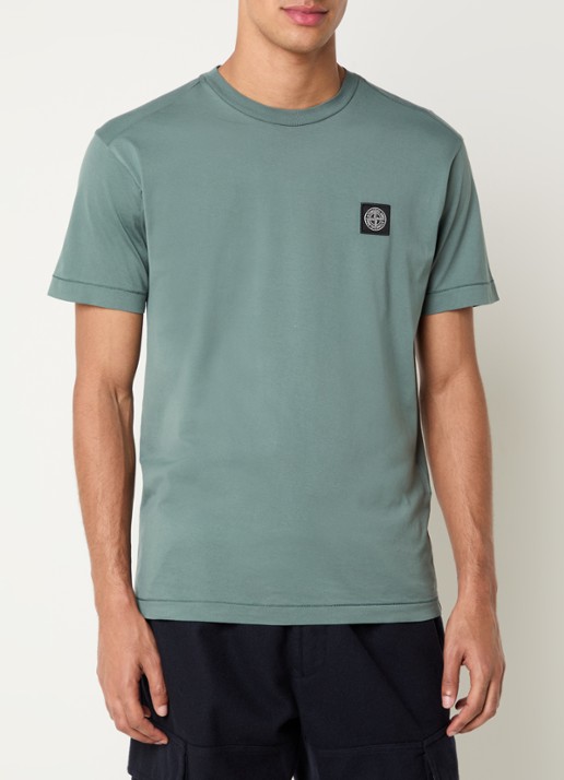 Stone Island S0013 T-shirt met logo - detail groen