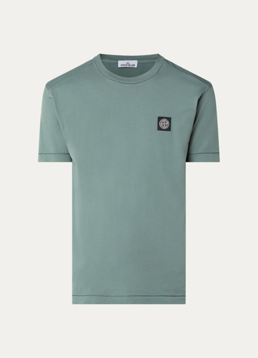 Stone Island S0013 T-shirt met logo - voorkant 3 groen