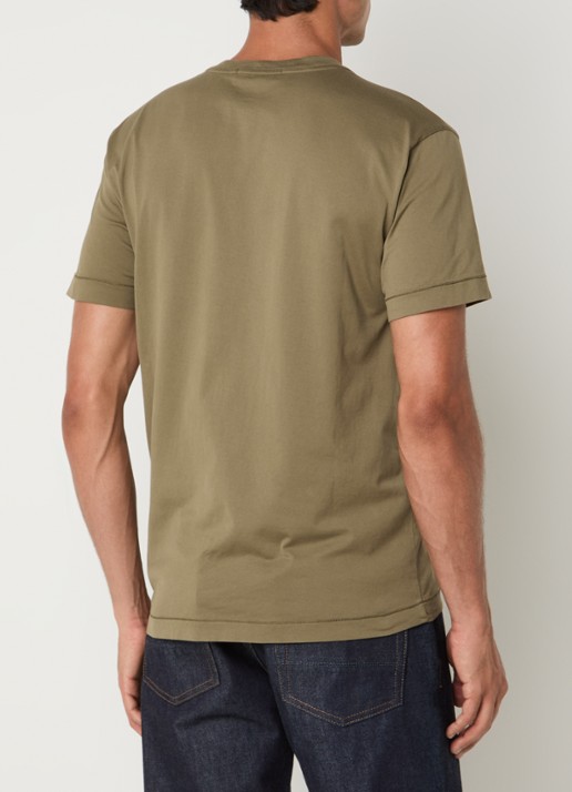 Stone Island S0013 T-shirt met logo - achterkant legergroen