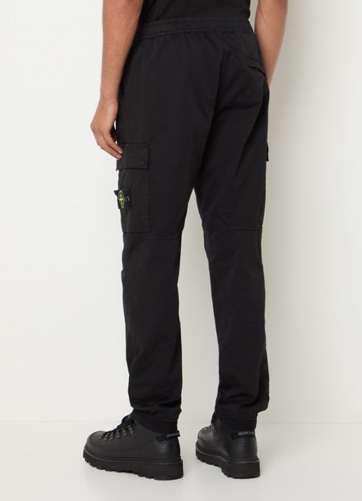 Stone Island S0014 slim fit cargobroek in wolblend met klepzakken - achterkant 5 zwart