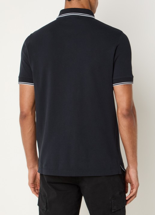 Stone Island S0018 regular fit polo met logoborduring - achterkant 5 donkerblauw