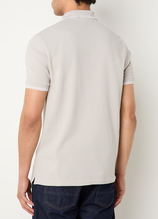Stone Island S0018 slim fit polo van piqué katoen met logoborduring - achterkant 5 beige