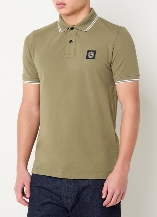 Stone Island S0018 slim fit polo van piqué katoen met logoborduring