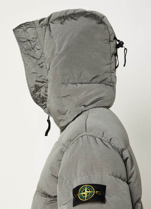 Stone Island S0019 puffer jack met capuchon en donsvulling - detail 6 grijs