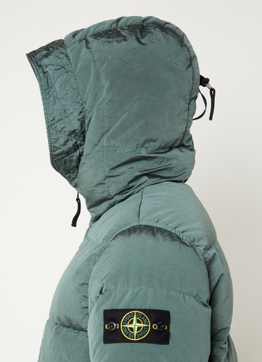 Stone Island S0019 puffer jack met capuchon en donsvulling - detail 3 zeegroen