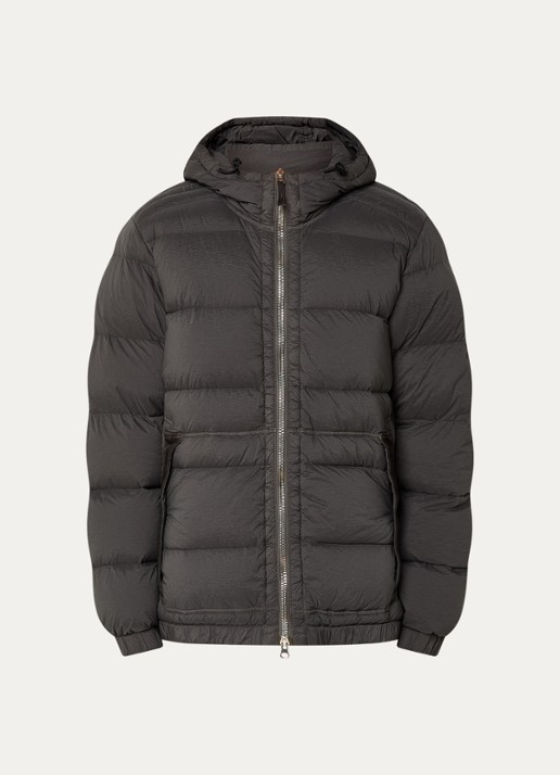 Stone Island S0028 puffer jack met donsvulling en logo - voorkant 5 antraciet