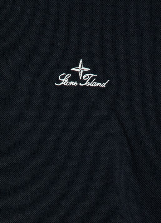 Stone Island S0039 regular fit polo met logoborduring - detail 5 zwart