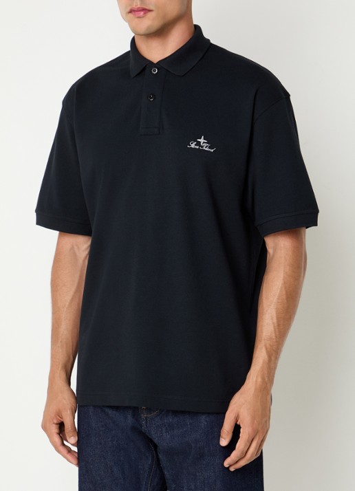 Stone Island S0039 regular fit polo met logoborduring - detail 4 donkerblauw
